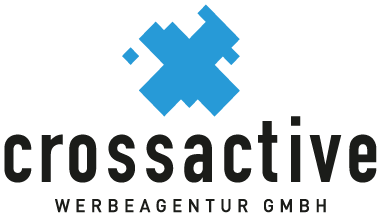 Logo crossactive Werbeagentur in Düsseldorf. Packaging, Verpackungs-Design, Packshot auf höchstem Niveau.
